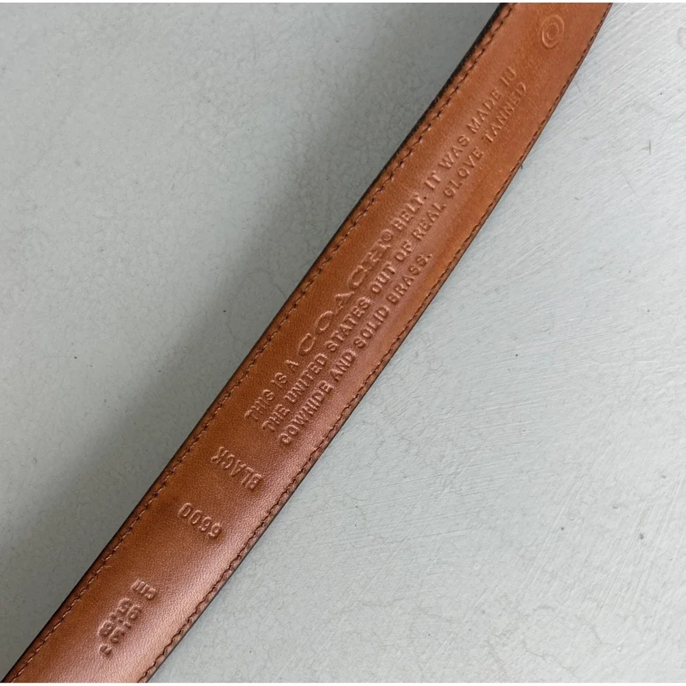 Vtg Coach Womens Leather Belt Black Style 6600 Size 38/95 Brass Buckle